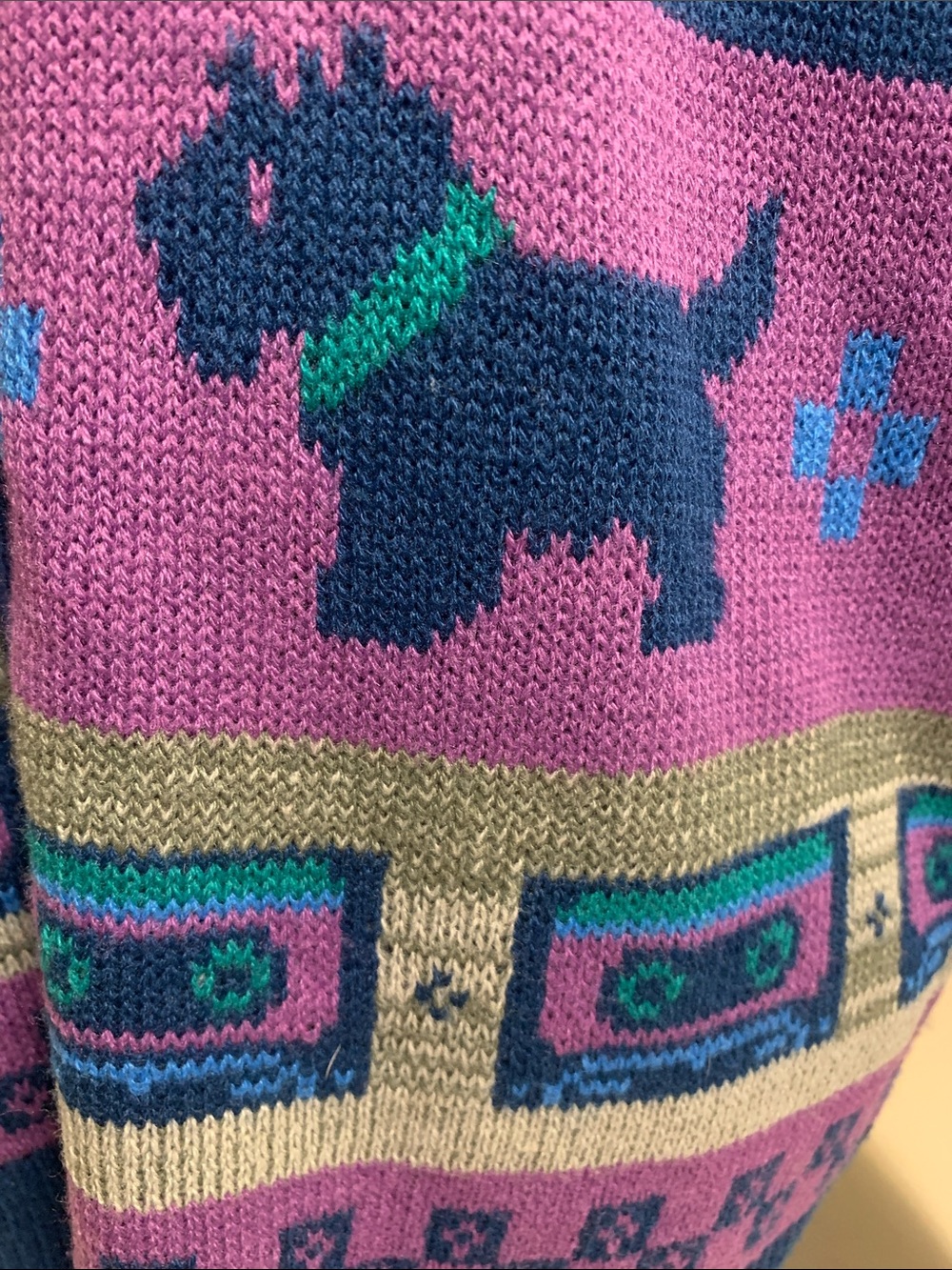 Stranger Things Inspired Blue & Purple Scottie Dog Cardigan Sweater NWzt - Picture 3 of 8